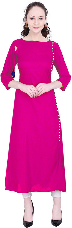 krishna traders Casual Solid Women Kurti(Pink)