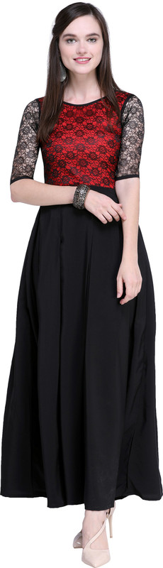 women wastra Women Fit and Flare Black Dress
