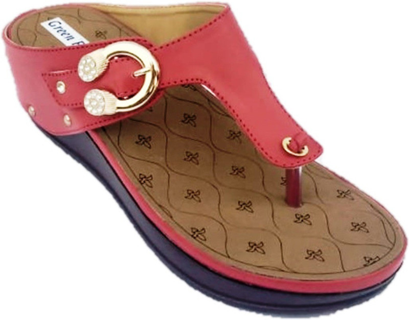 green fox Women Red, Black Wedges