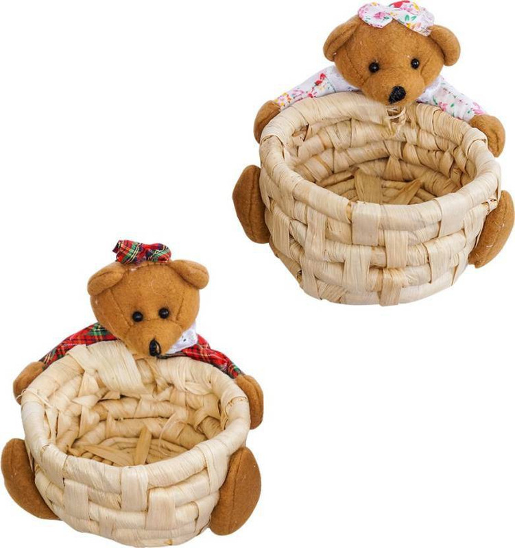 tovick Handcrafted teddy bear holding Basket Showpiece Decorative Showpiece  -  11.43 cm(Paper Mache)