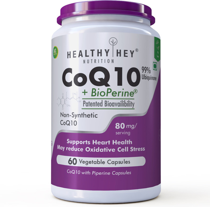 HealthyHey Nutrition CoQ10-80mg - 60 Veg Capsules (Pack of 1)(80 mg)