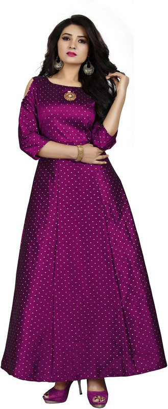 brahmanienterprise Women Gown Brown Dress