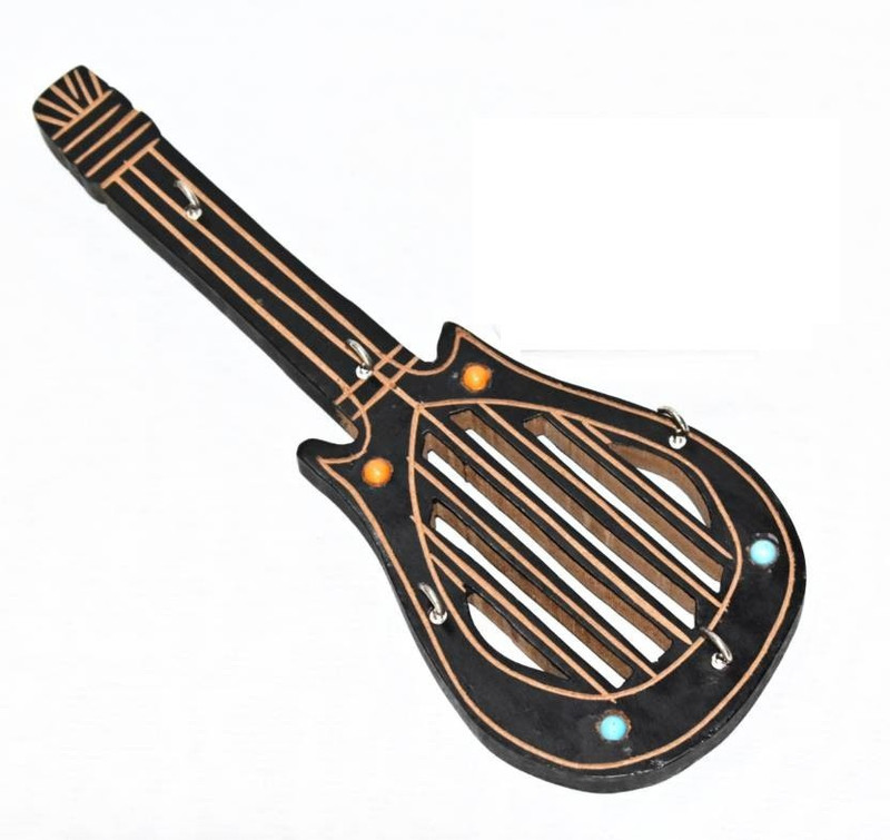 alpha mart Alpha mart wooden guitar shaped key holder / key organiser wall decorative Wood Key Holder(5 Hooks, Black)