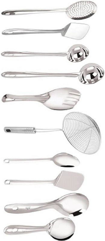 stinky hub Stainless Steel Cooking and Serving Spoon Set, 10-Pieces Kitchen Tool S-2019 Kitchen Tool Set
