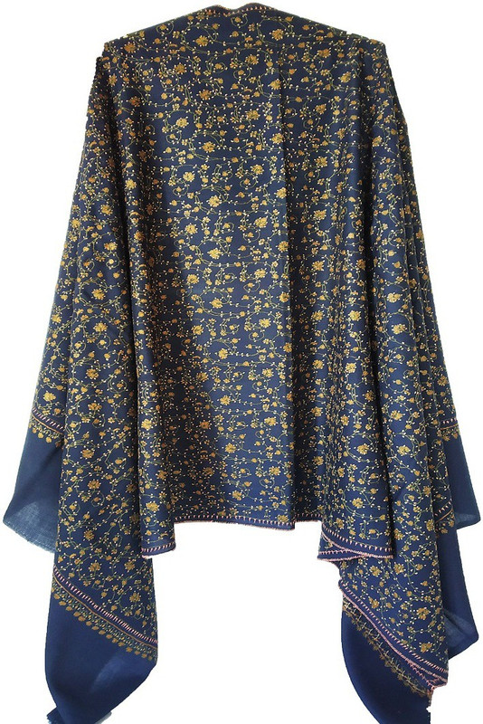 kashmir speciall Pashmina Embroidered Women Shawl(Blue)