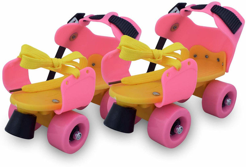 galaxy hi tech Roller Skates for Kids Age Group 5-12 Years Adjustable Inline Skating Shoes Quad Roller Skates - Size 5-12 UK(Pink, Orange, Yellow, Green, Multicolor)