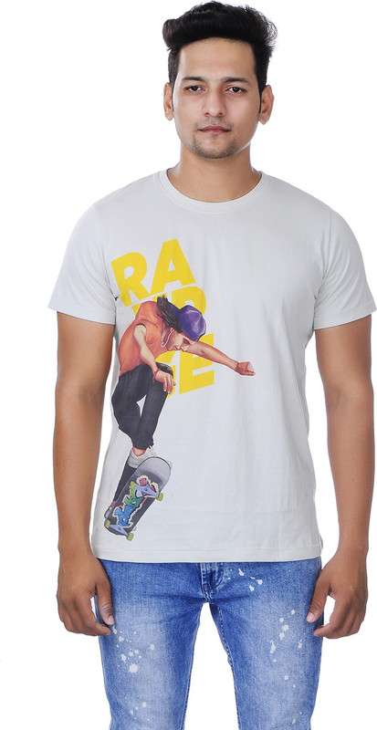 designershop Graphic Print Men Round Neck Grey T-Shirt