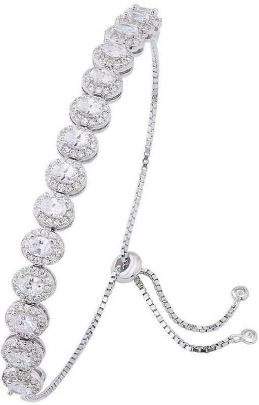 izaara Sterling Silver Cubic Zirconia Sterling Silver Bracelet