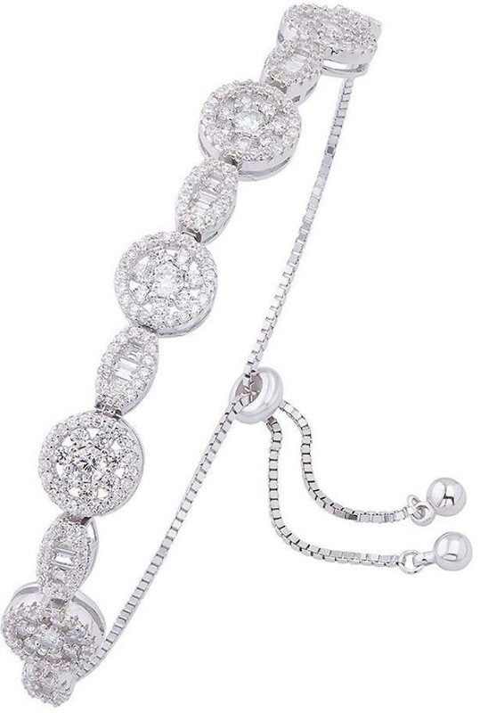 izaara Sterling Silver Cubic Zirconia Sterling Silver Bracelet