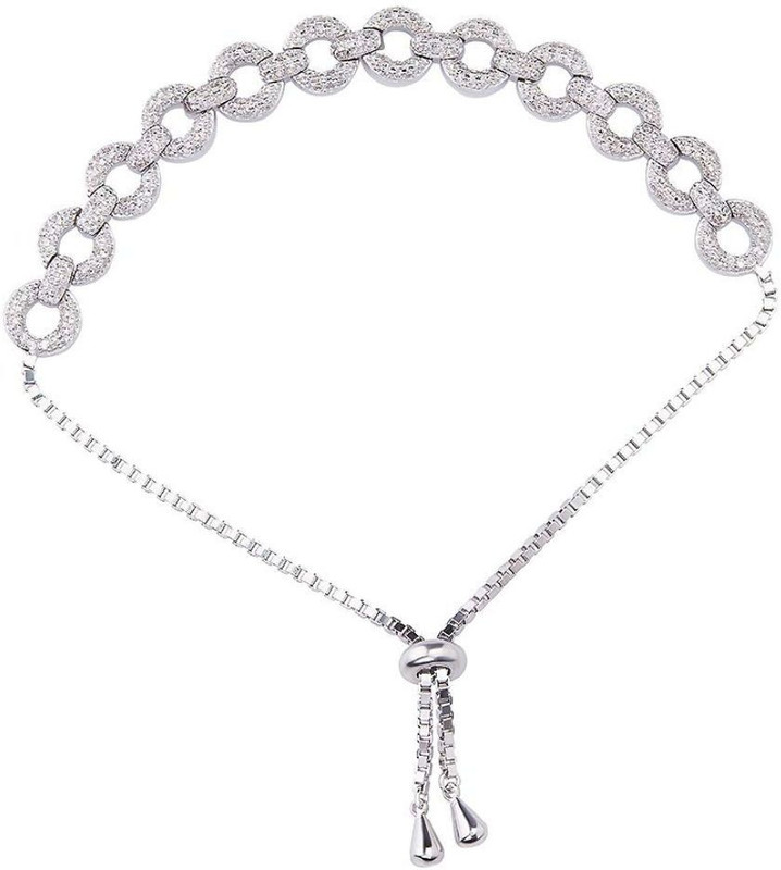 izaara Sterling Silver Cubic Zirconia Sterling Silver Bracelet