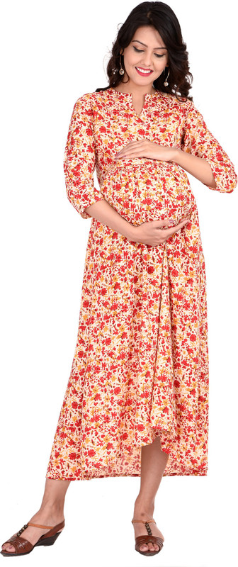 negen Women Gathered Red Dress