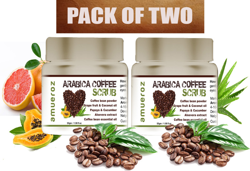amueroz Arabica Coffee Scrub - PACK OF TWO- (50 g) Scrub(100 g)