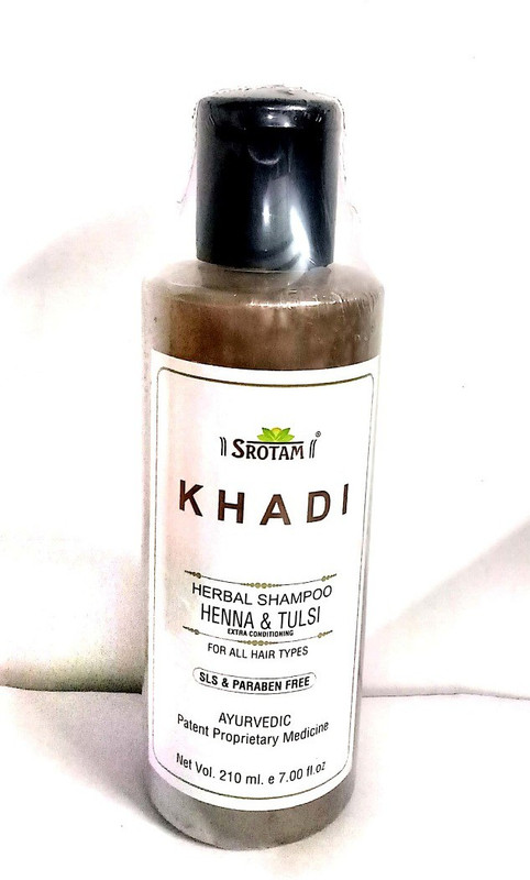 srotam KHADI HERBAL SHAMPOO HENNA & TULSI SLS FREE(210 ml)