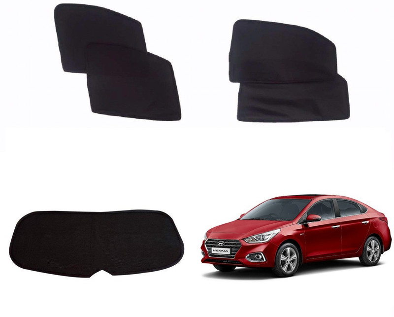 gurujisystem Side Window, Rear Window Sun Shade For Hyundai Verna(Black)
