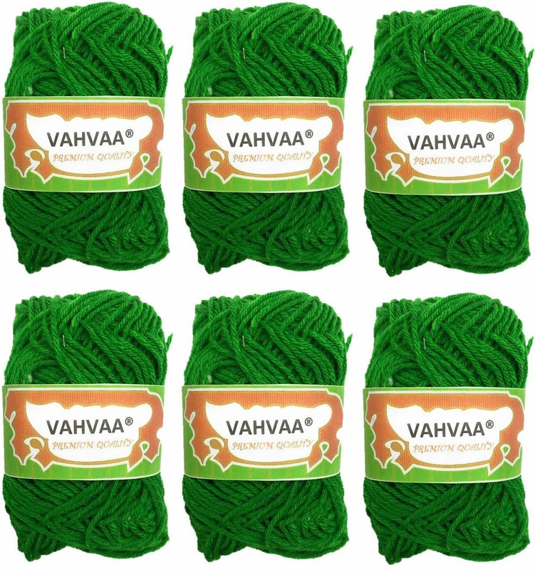 vahvaa Hand Knitting Art Craft Needle Knitting Thread Dyed Light Green Color Pack of 6