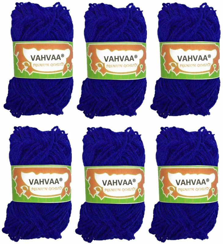 vahvaa Hand Knitting Art Craft Needle Knitting Thread Dyed Blue Color Pack of 6