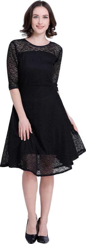 sbj collections Women A-line Black Dress