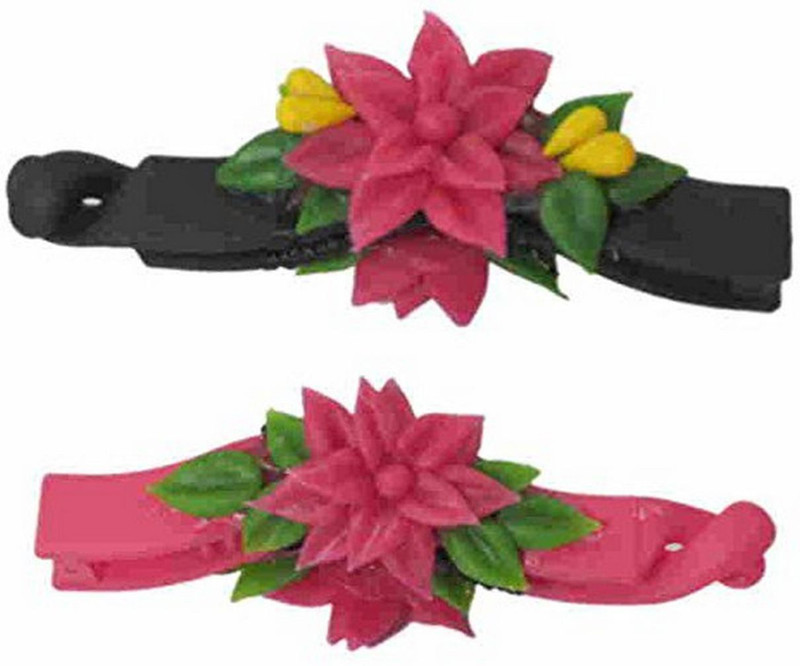 unique indian crafts Hand made Banana Clip With Flower (SKU-UIC-BANANACLIP-04) Banana Clip(Multicolor)