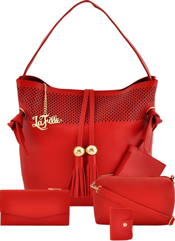 LaFille Women Red Hand-held Bag(Pack of: 5)