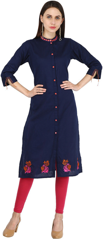 sakshi fashion Festive & Party Embroidered Women Kurti(Blue)