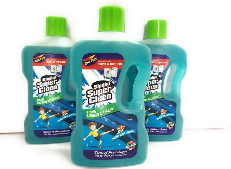 sindhu super cleen Laundry Liquid Detergent Front Load/Top Load/Bucket Wash Lavender Liquid Detergent(3 x 1 L)