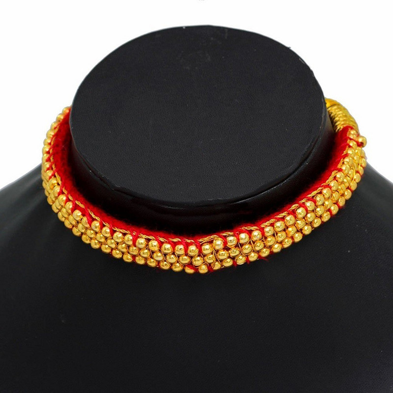 padma creation Tushi 01 Pearl Gold-plated Plated Fabric Choker