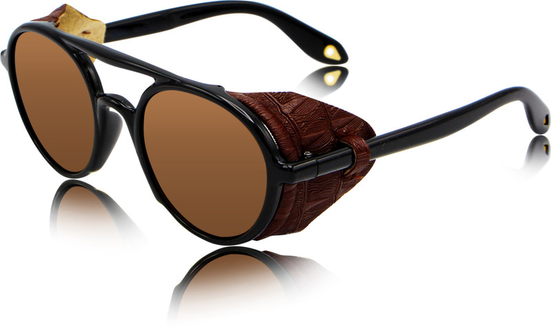 fashion sunglasses Round Sunglasses(Black, Brown)