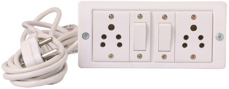 nish power extension board 2 Socket Surge Protector(White)