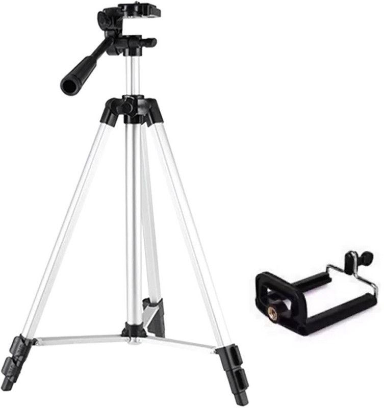 LIFEMUSIC Portable Flexible Professional Tripod Mount Stand Tripod(Black, Silver, Supports Up to 3000 g)
