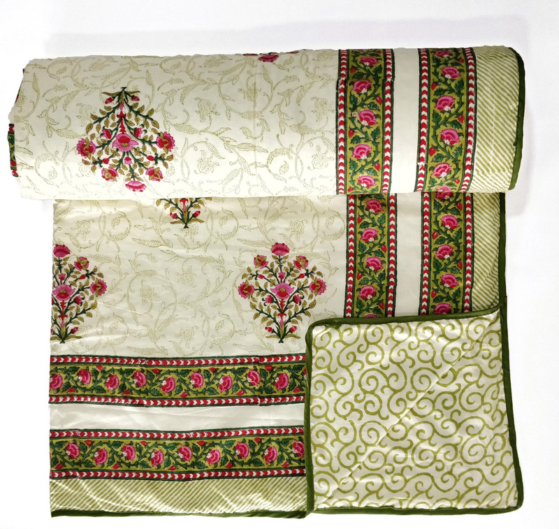 blockofind Motifs Single Dohar(Cotton, Green)