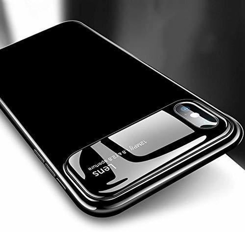 ferry cherry Back Cover for Glossy Camera Lens Protection Mirror Finish Back Case Cover for Apple iPhone X(Bright-Black, Shock Proof)