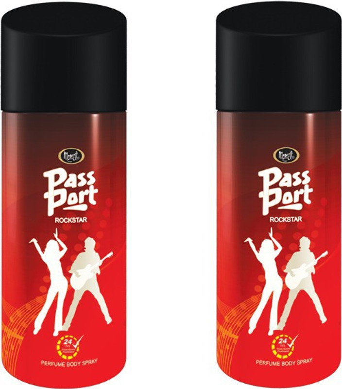 monet Passport Rockstar Deodorant Spray  -  For Men & Women(300 ml, Pack of 2)