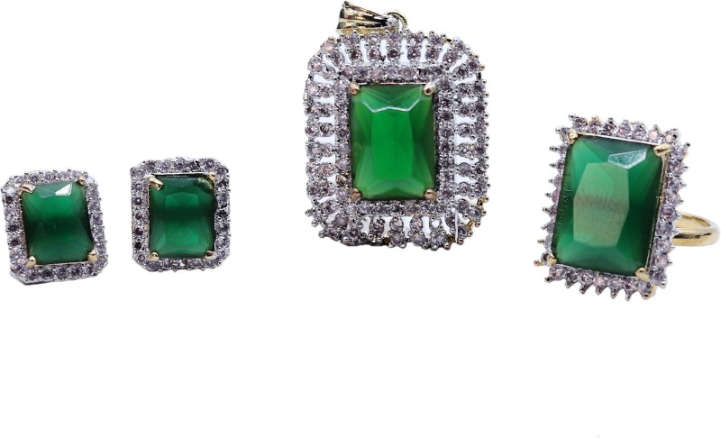 NITYANAND CREATIONS Brass Jewel Set(Green)