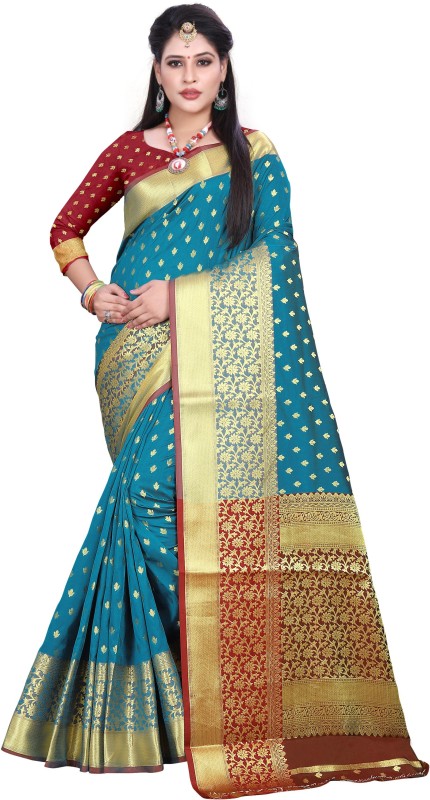 Kuki Woven Kanjivaram Art Silk Saree(Multicolor)