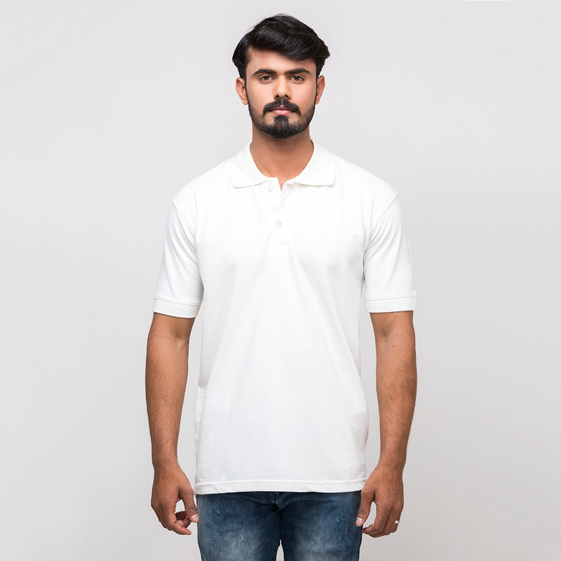 harvey trendz Solid Men Polo Neck White T-Shirt
