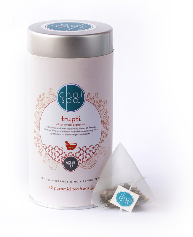 chaispa TRUPTI Aftermeal Digestive Tea Fennel, Orange, Lemon Green Tea Bags Tin(20 Bags)