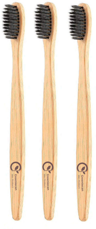 greeniecan Charcoal Bamboo Toothbrush Ultra Soft Toothbrush(Pack of 3)