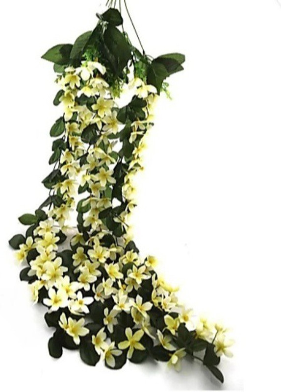 fns store artificial hanging fabric orchid flowers with real looking leaves White Cosmos Artificial Flower(37 inch, Pack of 1)