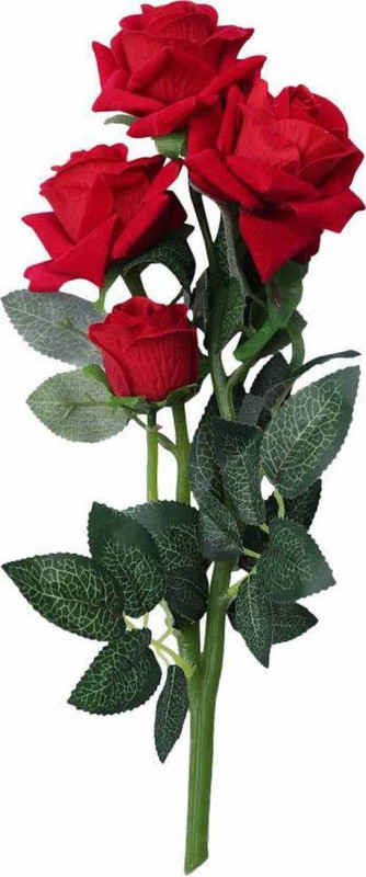 endecor ROSE FLOWER Red Rose Artificial Flower(8 inch, Pack of 4)