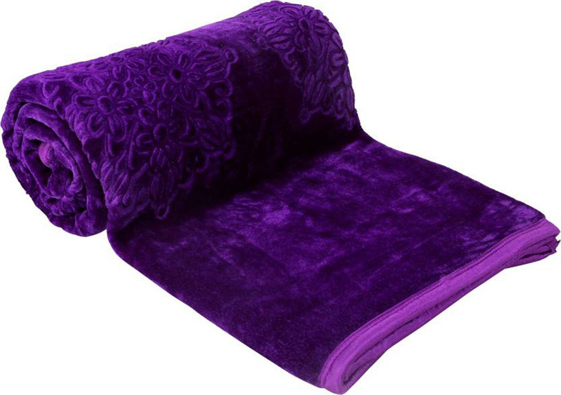 fubar Floral Double Mink Blanket(Polyester, Purple)