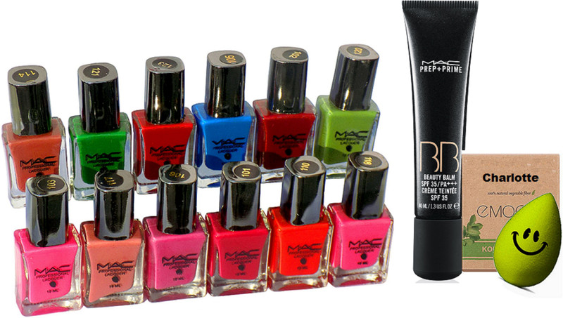 charlotte Spongy puff, Mac BB cream, nail polish (pack of 2)(14 Items in the set)