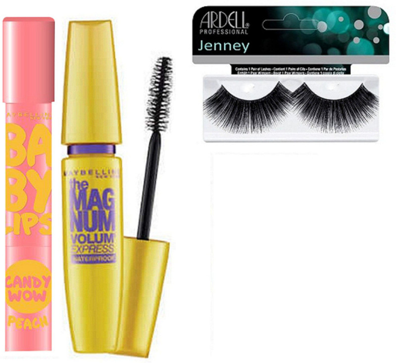 jenney Eyelashes & Baby Lips Candy Wow Peach Lip blalm & Magmum Mascara(3 Items in the set)
