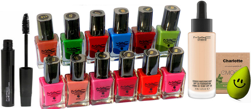 charlotte Spongy puff, Msc studio waterweight foundation, nail polish(15 Items in the set)