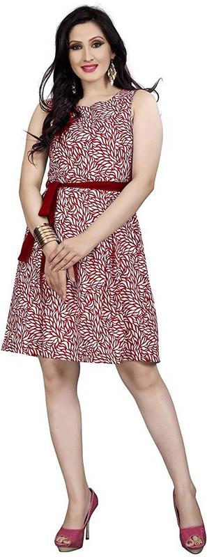 patel enterprise Women Fit and Flare Red Dress