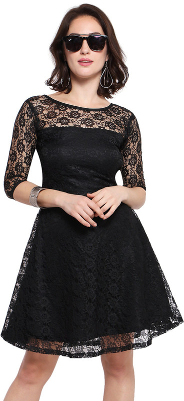 sbj collections Women A-line Black Dress