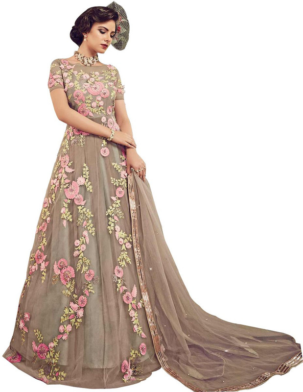 aadhiya impex Nylon Net Embroidered Salwar Suit Material(Unstitched)