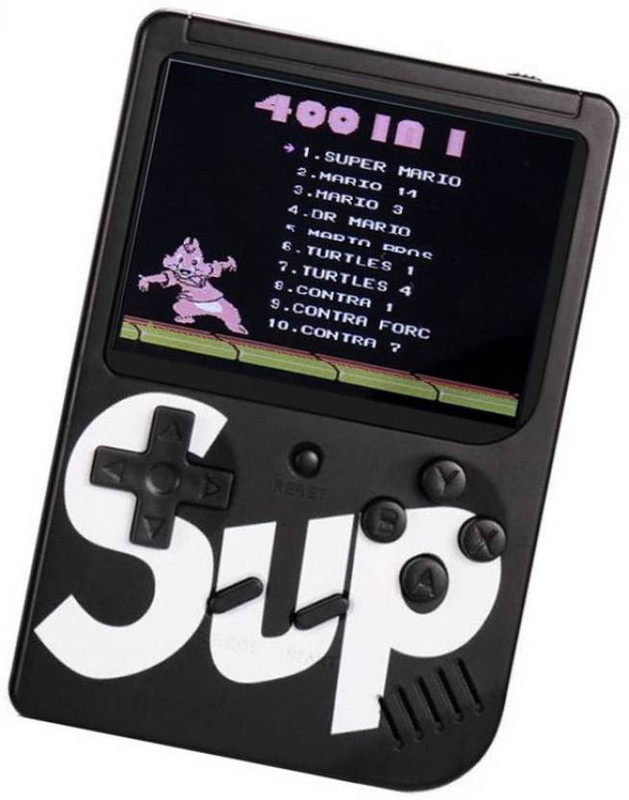 TSV Retro Game Box SUP 400 in 1 Games Console Handheld Game PAD 8 GB with Mario, DR Mario, Turtles, Super Mario, other 400 Games, Contra(Black)