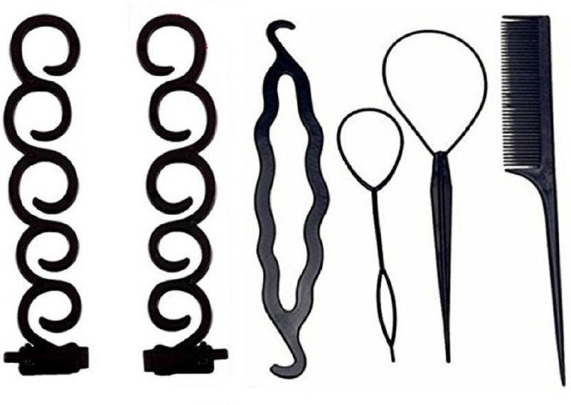 rkdenterprises 6Pc. Set Braid Maker + Juda Maker + Hair styling Tools combo Hair Accessory Set (Black) Hair Accessory Set(Black)