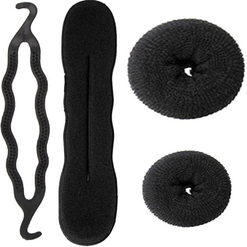 rkdenterprises Hair Styling Donut Clip Bun/juda Maker French Braid Tools (Set Of 4) Bun Bun(Multicolor)