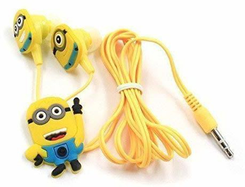 pihu enterprises Kids Minions Headphone with Mic Wired Headset with Mic(Yellow, In the Ear)